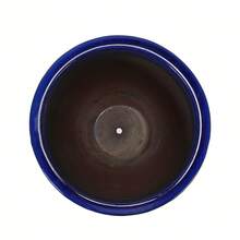 Large Handcrafted Ceramic Flower Pot, 42 Cm Diameter * 54 Cm Height, Royal Blue With Diamond Pattern, Breathable, Frost Resistant, With Drainage Holes For Large Indoor And Garden Plants. - A - 查看 6
