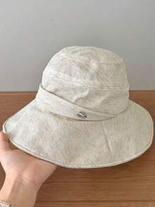 1pc Women's Linen Blend Wide Brim Bucket Hat, Textured Jacquard Wavy Brim Sun Hat, Lightweight Breathable Summer Hat, Suitable For Beach And Travel - A - View 6