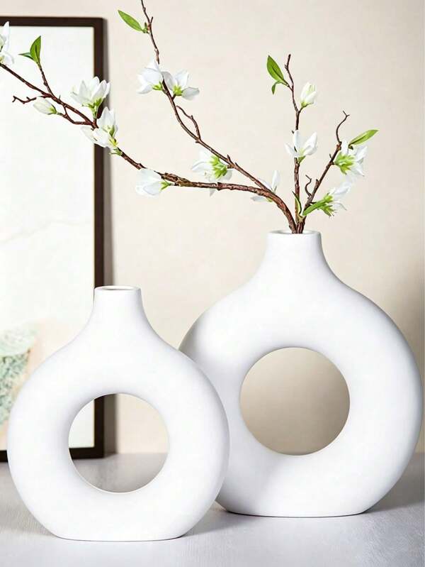 1 Nordic Style Donut Vase, Round Vase, Home Decor, Soft Furnishing, Room Decor Donut Vase, Living Room Decor, Tabletop Vase, Coffee Table, Dining Table TV Cabinet, Creative Donut Vase