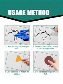 JUE FISH 1 Bottle Ceramic Repair Glue, Super Waterproof Adhesive, Strong Crack Filler, Suitable For Bathtub, Toilet, Sink Crack Repair And Renovation - White - View 4