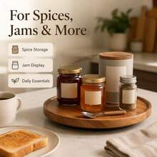 1pc Round Rotating Tray, 360° Swivel Wooden Tray, Kitchen Spice Rack, Tray, Kitchen Accessories, Kitchen Storage And Organization, Round Turntable, Wooden Tray, Spice Container, Kitchen Storage Utensils, Kitchen Decor, Turntable, Solid Wood Tray, Rotating Wooden Tray, 8-Inch Round Multi-Functional Tray, Round Wooden Spice Rack, Suitable For Kitchen Cabinets And Storage Cabinets, Housewarming Gift, Father's Day, Graduation, Birthday Gift - View 7