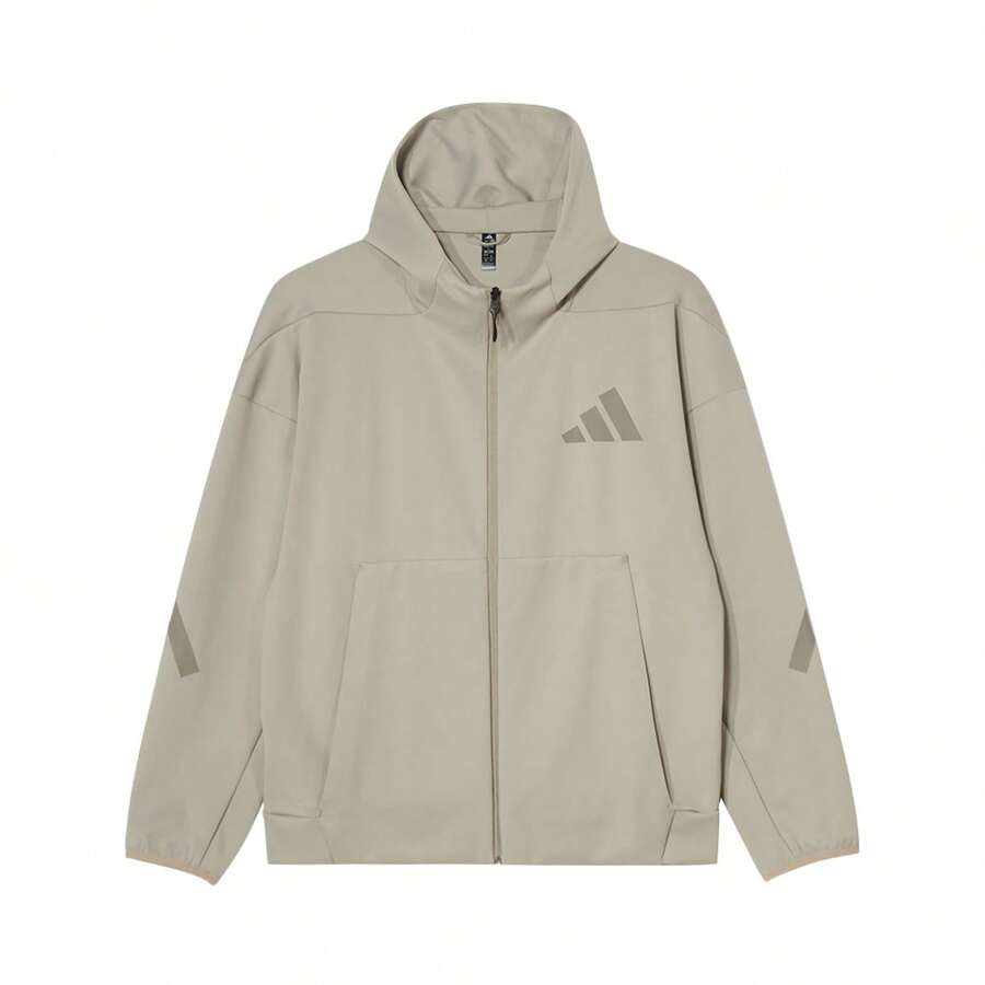 Adidas 男士時尚簡約舒適休閒寬鬆連帽外套 春/秋 JN0132 - 淡芝麻灰褐 - 查看 1
