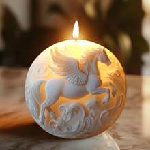 Steed Wings Flying Horse Spherical Candle Silicone Mold Flying Horse 3D Spherical Candle Silicone Mold Running Flying Horse Resin Gypsum Mold Decorative Gift Handicraft Mold - A-White - View 5