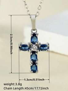 1 pieza Colgante de collar con cruz de circonita cúbica encantadora, regalo del Día de San Valentín para mujeres, boda, compromiso, aniversario, accesorio para fiestas - 1# - Ver 8
