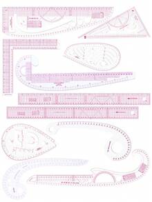 1 Set 11pcs Multi-Function Ruler, Sewing Ruler, Garment Pattern Making Ruler, Curved Cutting Ruler, Drawing Ruler, PVC Ruler Combination - Sewing Ruler - View 7