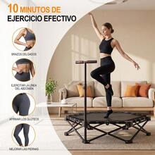 Cama elástica plegable para fitness, con 3 alturas de barra ajustables, marco de metal reforzado, apta para patio, interiores y exteriores - Trampolín hexagonal - Ver 4
