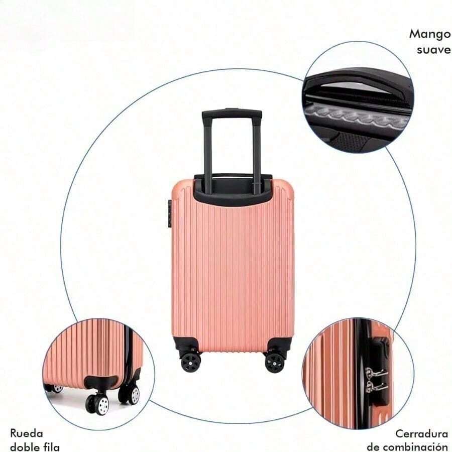 Maleta de Viaje,20 Inch Plegable,Maleta de Viaje 10 kgs con Bloqueo de Contraseña,con Ruedas Giratorias, Resistente a Los Arañazos, Agua E Impactos, para La Cabina Del Avión (Rosa) - Albaricoque - Ver 1