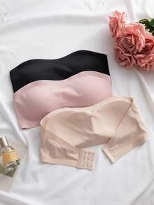 3-Piece Set Of Elegant And Comfortable Seamless One-Shoulder Bras For Women, Multicolor - 軍綠色 - 查看 1
