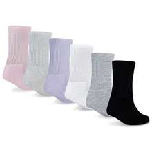 Nike Jordan Everyday Essentials 6 Pack Crew Socks Girls' Grade School White/Pink Foam/Purple - 粉紅紫黑 - 查看 2