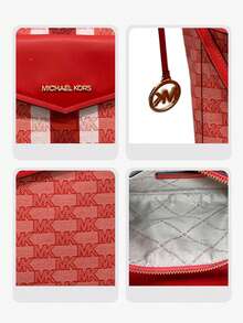 Michael Kors Maisie 3 In 1 Leather Tote Bag for Women,Large Travel Shoulder Bag,Laptop Bag for Work - 紅色 - 查看 7