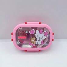SANRIO 1個 Romi 900ml 卡通圖案防漏分格便當盒,不鏽鋼材質,耐用防摔,附餐具,開學必備,開學季與生日禮物,戶外野餐必需品 - 彩色 - 查看 8