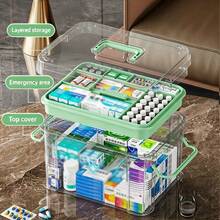 1PC Large Capacity Double-Layer Medicine Storage Box, Waterproof, Transparent Storage, Suitable For Home And Travel, Convenient For Access And Viewing - Multicolor - View 4