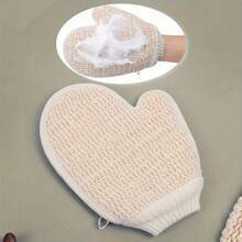 2-In-1 Linen Frosted Bath Mitt, Towel Glove, Double-Sided Exfoliating Mitt, Suitable For SPA Massage And Body Exfoliation, Body Scrub, Bath Accessories, Exfoliating Gloves - View 3