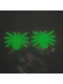 2pcs/Set Halloween Decoration Green Glow-In-The-Dark Spider, Ghost Festival Haunted House Horror Design Prop, Costume Accessory - Green - View 7