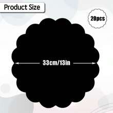 60pcs Black Paper Placemats, 13.5 Inch Disposable Fan-Shaped Round Table Mats, Decorative Paper For Birthday Party, Graduation Celebration, Wedding Banquet, Bridal Shower - Black - View 7