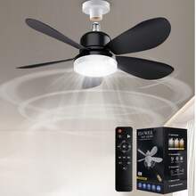 Breeze Socket Fan Light With Remote, Portable Small Ceiling Fans With Lights Dimmable For Bedroom, Kitchen, Living Room, 20.5" Ceiling Fan With 3000K-6500K/40W, Screws Into E26/E27 - Black - View 2