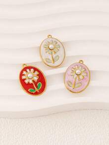 1pc Stainless Steel Flower Pendant 18K Gold Plated Pendant For DIY Jewelry Making Accessories - Pendants - View 2