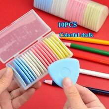 10 piezas de bolígrafos marcadores de tela multicolor, juego de tiza de sastre con caja protectora, tiza de costura borrable, adecuada para marcado de tela, patronaje de prendas, sastrería, acolchado, manualidades de costura DIY - A - Ver 1