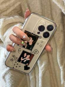 1件 DIY 2張照片客製化線條愛心星星塗鴉超薄透明 TPU 手機殼，適用於 Apple Duo/18ProMax/17ProMax/16Pro/15/14Plus/13Pro/12ProMax/11/XsMax/8/7/6Plus，高級商務風，送給領導、朋友、父親、母親、男友、女友的最佳禮物 - 無色 - 查看 5