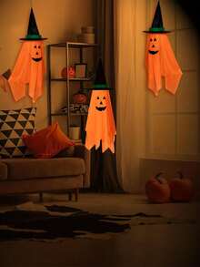 1/2pcs Halloween Hanging Pumpkin Ghost Decorations, Outdoor Use, Cute Orange Pumpkin Ghost Decor, Suitable For Children's Outdoor Garden And Trees - Orange Halloween Ornaments - View 6