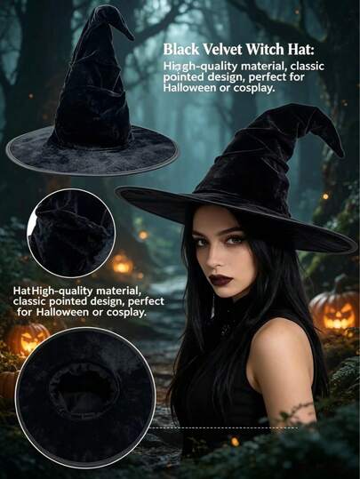 Halloween Y2K Vintage Gothic Wool Knit Witch Hat, Suitable For Parties, Holidays And Gifts For Friends, Unisex
