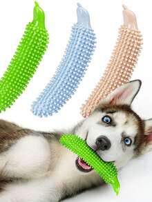 TPR Textured Cucumber Pet Chew Stick, Durable Bite-Resistant Teething & Dental Cleaning Toy For Dogs, Suitable For All Sizes, Boredom Relief/Teeth Cleaning - Multicolor - View 4