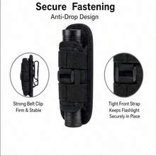 1pc Nylon Tactical Flashlight Holster, 360° Rotatable Clip MOLLE Flashlight Mount, Outdoor Hiking Airgun Waist Belt Gear Pouch - Black - View 8
