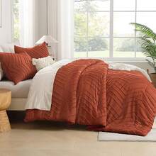 Andency - Queen Size Comforter Set For Queen Bed, Bohemian, Soft, Warm, Tufted And  Design, Neutral Tone, Aesthetic, Rustic, Beautiful, Textured, 3 Pieces, Beige/Cream - Terracotta - View 7