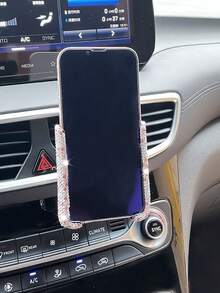 Rhinestone Decorated Gravity Car Phone Holder, Dual-Use Air Vent And Dashboard Mount, Cute Multi-Function Car Accessory, Suitable As Birthday Gift For Boyfriend, Family And Friends, Compatible With IPhone And Android Phones - Air Vent Bracket - View 3