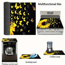 1pc Autumn Sunflower Flat Stove Protector Mat, Rubber Non-Slip Heat-Resistant Kitchen Utensil Protector Pad, Suitable For Induction Cooktop, Glass Stove, Multi-Functional Anti-Scratch Mat, Also Can Be Used As Oven, Washing Machine And Dryer Mouse Pad As Well As Kitchen Decor. - Multicolor - View 5