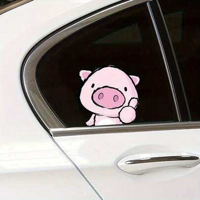 かわいいピンクの豚ステッカー 車用 - 防水、耐日焼け、傷防止、デカール