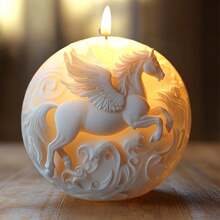 Steed Wings Flying Horse Spherical Candle Silicone Mold Flying Horse 3D Spherical Candle Silicone Mold Running Flying Horse Resin Gypsum Mold Decorative Gift Handicraft Mold - A-White - View 4