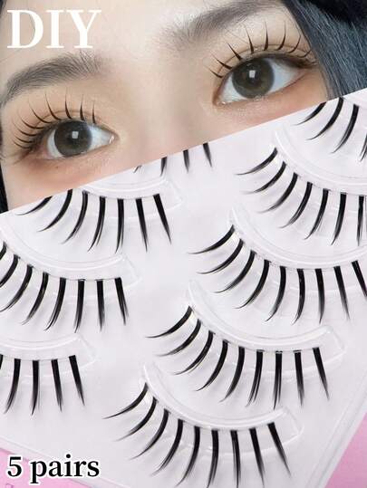 5 Pairs FX9 False Eyelashes, C Curl, Korean Style, 12mm Fixed Length, Create Gentle Korean Makeup Look. Free Trimming DIY Makeup, Effectively Save Makeup Time, Low Application Threshold, Suitable For Beginners, Lightweight Realistic Soft And Skin-Friendly, Reusable, Suitable For Travel And Parties, Perfect As Holiday Gift For Best Friend Or Girlfriend