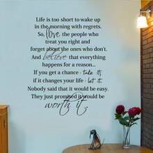 3-Piece Set Use This Inspiring Wall Decal Quote To Add Meaning To Your Home Decor - Life Is Too Short To Wake Up In The Morning And Regret (23 X 28 Inches) - one-size - View 4