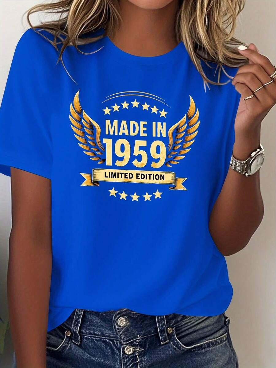 Women's Limited Edition Pure Comfortable T-Shirt Made In 1959 - Blue - View 1