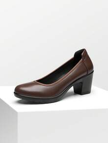 Dream Pairs Décolleté da donna con tacco basso e punta chiusa, comode scarpe eleganti con punta arrotondata, perfette anche per matrimoni. - Castano - Visualizzare 4
