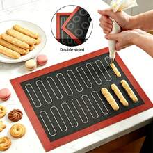 1 Or 2Pcs Perforated Double Sided Silicone Baking Sheet, 12x16 Inches Breathable Mesh Oven Liner With Macaron Bread Markings, Reusable Bake Mat For Cookie Pastry Bread Pizza - View 1