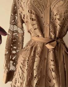 Elegant Comfortable Brown Dress - Brown - View 5
