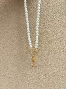 Handmade Beaded Necklace With Niche Design Stainless Steel Fish Pendant Collarbone Chain For Women - Beaded Necklace - View 7