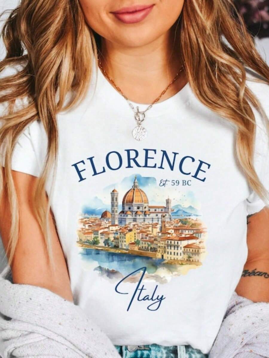Camiseta Básica Mexicana Florencia Italia, Camiseta Firenze, Viajes a Florencia, Camiseta Florencia, Camiseta Italia, Regalo Duomo, Flsoft Nuevo Lanzamiento - Blanco - Ver 1