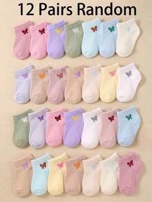 6/12/24 Pairs Soft Breathable High Elastic Candy Color Butterfly Jacquard Baby Socks, Toddler Girls Walking Socks/Sports Socks, Comfortable For Daily Wear Without Tightness, Suitable For 0-36 Months Babies, Autumn Daily Wear And Back To School Season, Baby Socks, Girls Socks, Butterfly Pattern, Back To School Gift, Newborn Essentials - Multicolor - View 11