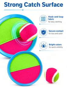 Outdoor Sports Ball Toy, Catch And Throw Ball Game, Outdoor Sports Racket, Palm Ball, Yard Holiday Party Game Toy, Outdoor Interactive Sticky Ball Throwing Game Toy, Backyard Beach Toy, Suitable For Adults/Families As Easter Gift - Multicolor - View 4