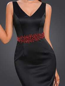 新娘合金花卉腰帶，奢華優雅婚禮腰飾，時尚婚紗配件，女款腰帶 - 紅色 - 查看 7