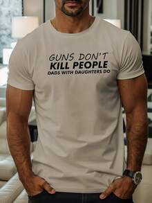 Dads With Daughters Do Print T Shirt, Tees For Men, Casual Short Sleeve T-Shirt For Summer - 白色 - 查看 7