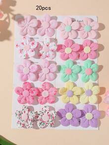 20pcs Girls Multi-Color Artificial Flower Hair Clips Alligator Hair Clips Women Side-Swept Hair Clips Simple Bangs Clips Sweet Versatile Non-Damaging Hair Accessories Suitable For Daily Use And Gifts - Multicolor - View 6