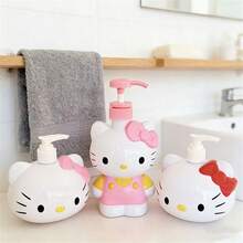 Sanrio 1/Pc Cute Cartoon Hello Kitty Liquid Dispenser Bottle, Cat-Shaped Dispenser Bottle, Hand Soap Storage Bottle, Press-Type Hand Soap Dispenser, Bathroom Accessories, Birthday Gift, Travel Accessories, Graduation Season, Back To School, Wedding, Restaurant - Multicolor - View 3