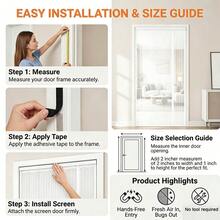 Magnetic Screen Door, Side-Opening Double-Sided Installation Magnetic Mosquito Net Door, Mosquito-Proof Door Curtain, Polyester Fiber Mesh, High-Density Breathable Screen, Balcony Patio Fly And Insect-Proof Door Curtain, With Installation Accessories - White - White - View 7