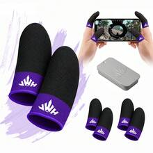 Essential Gaming Gear! Extended Black Purple Silver Fiber Thumb Sleeves, Sweat-Proof Breathable Thumb Covers, Suitable For Long Gaming Sessions, With Storage Box - Multicolor - View 12