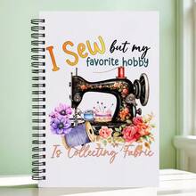 Cuco ma soprattutto colleziono tessuti - Taccuino a spirale con design vintage di macchina da cucire con motivi floreali e rocchetti di filo, carta da scrivere a righe, ideale per scuola, ufficio, diario, regalo per appassionati di cucito, forniture scolastiche - Multicolore - Visualizzare 21