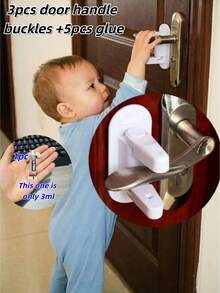 1/3/6pcs Door Handle Lock - Easy Installation, Damage-Free Adhesive, Multi-Functional Protective Device, Matte Surface Design, Ensures Style And Security, Door Handle Protective Lock - Multi-Functional Lock, Protects Pets, No Drilling Required, Self-Adhesive Installation, Damage-Free Adhesive, Multi-Functional Protective Device, Matte Design, Ensures Home Style And Security - Door Handle Protection Buckle - View 13